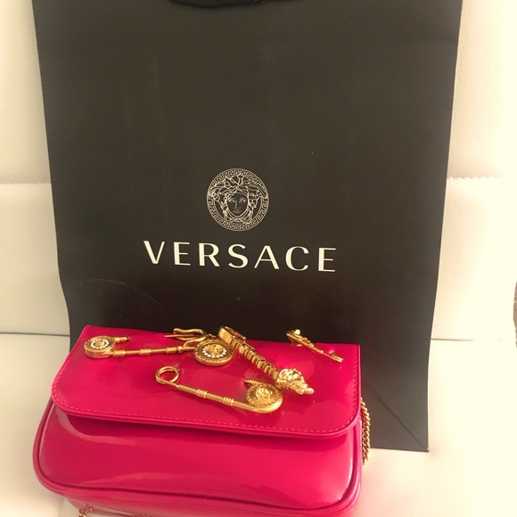 Bags Versace Patent Safety Pin Crossbody Bag Poshmark